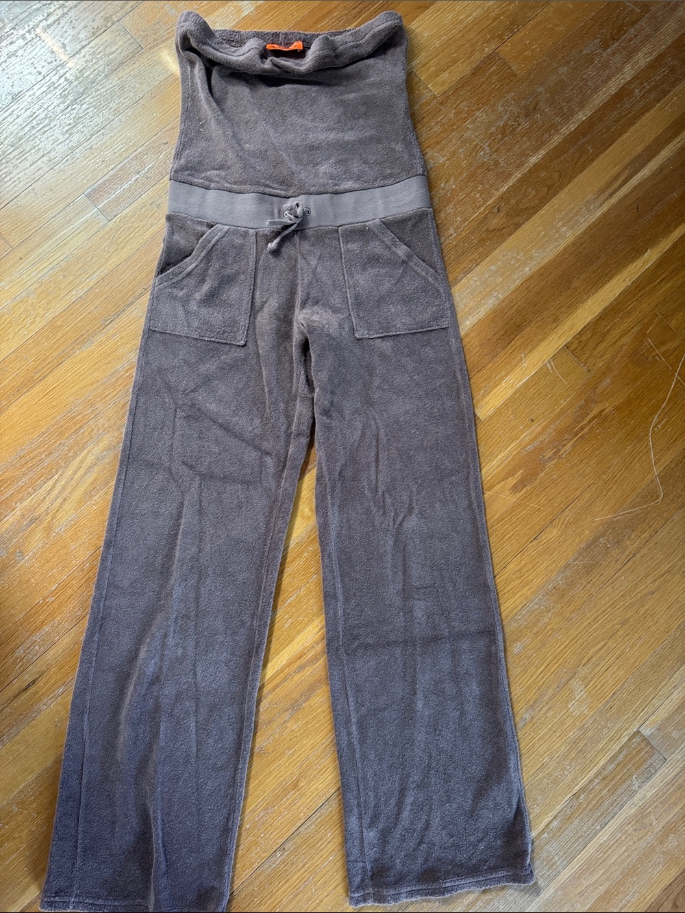 Juicy Couture Brown Terry Jumpsuit with draw string waist / pockets/ S
